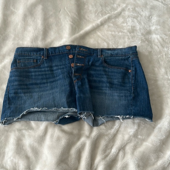 NWOT LOFT SHORT DENIM CUTOFFS. SIZE 14 BUTTON FLY - Picture 1 of 3